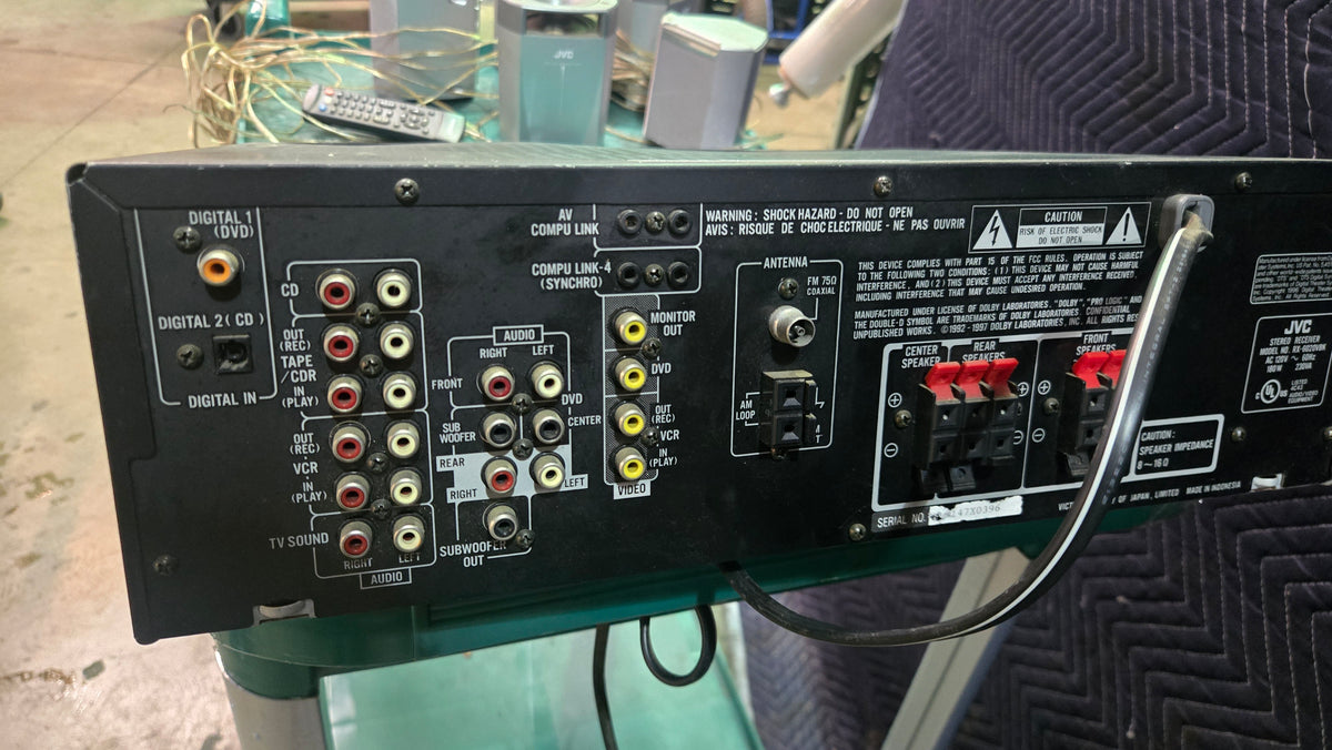 JVC RX-6020VBK Stereo Receiver, Audio/Video Includes Remote 5 Satellite Speakers
