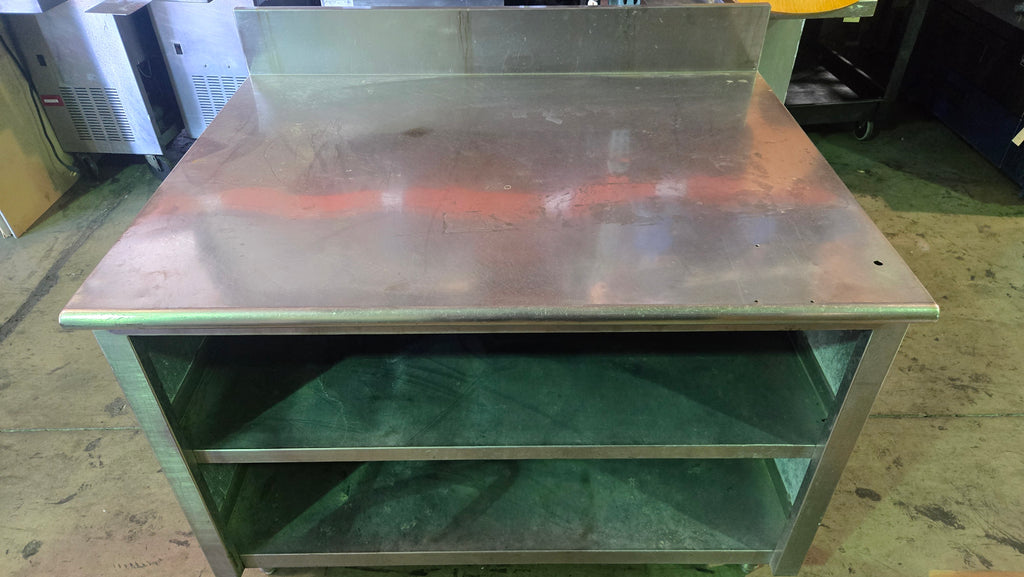 CWT-BS-2S Work Table, Stainless Steel Two Undershelves, Backsplash