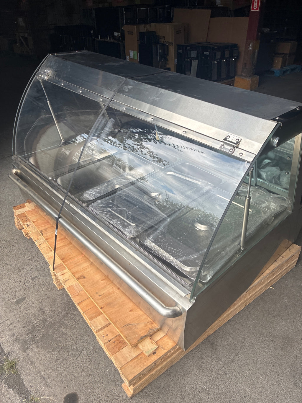 Bain-Marie LD-868 Food Warmer, Wet Hot-table Station, 2 Sliding Glass Doors, Countertop, Stainless