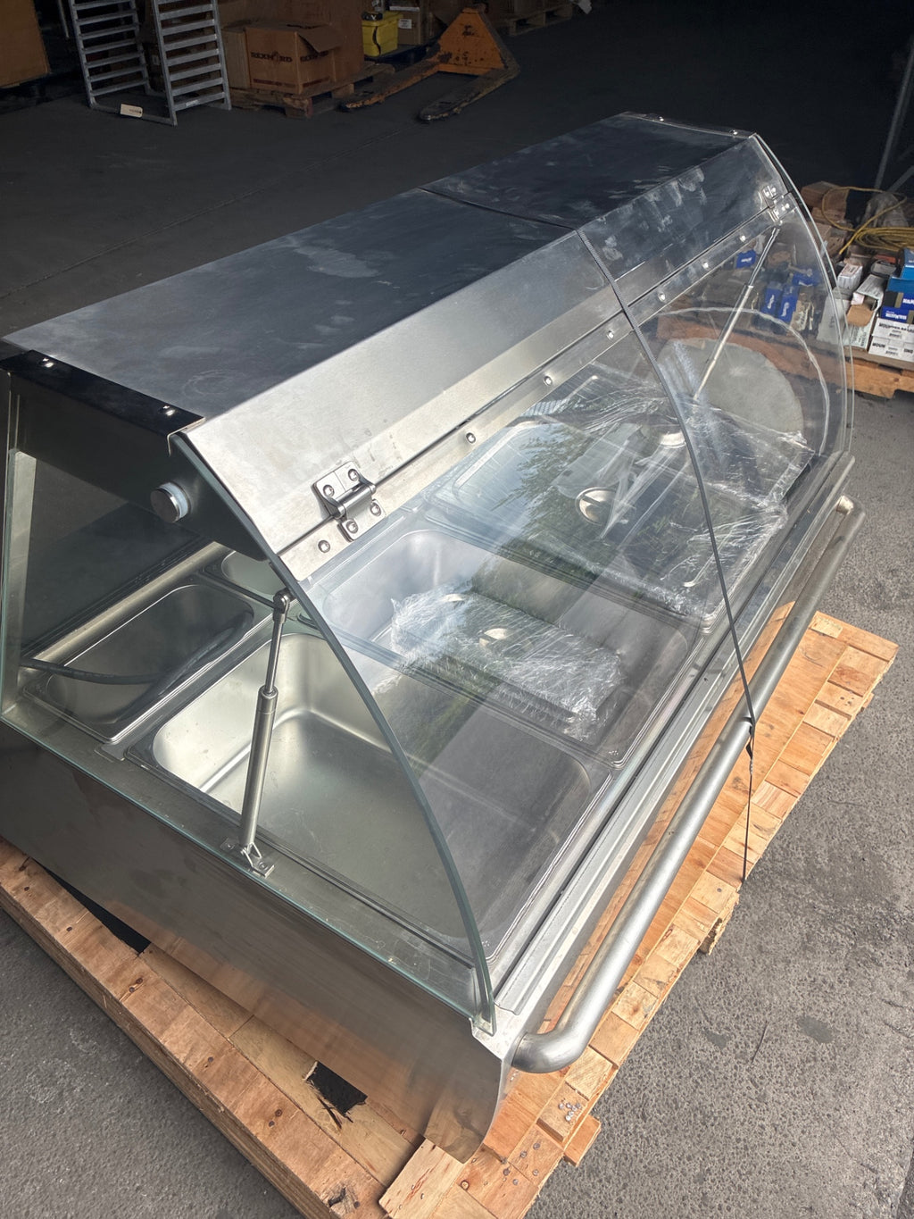 Bain-Marie LD-868 Food Warmer, Wet Hot-table Station, 2 Sliding Glass Doors, Countertop, Stainless