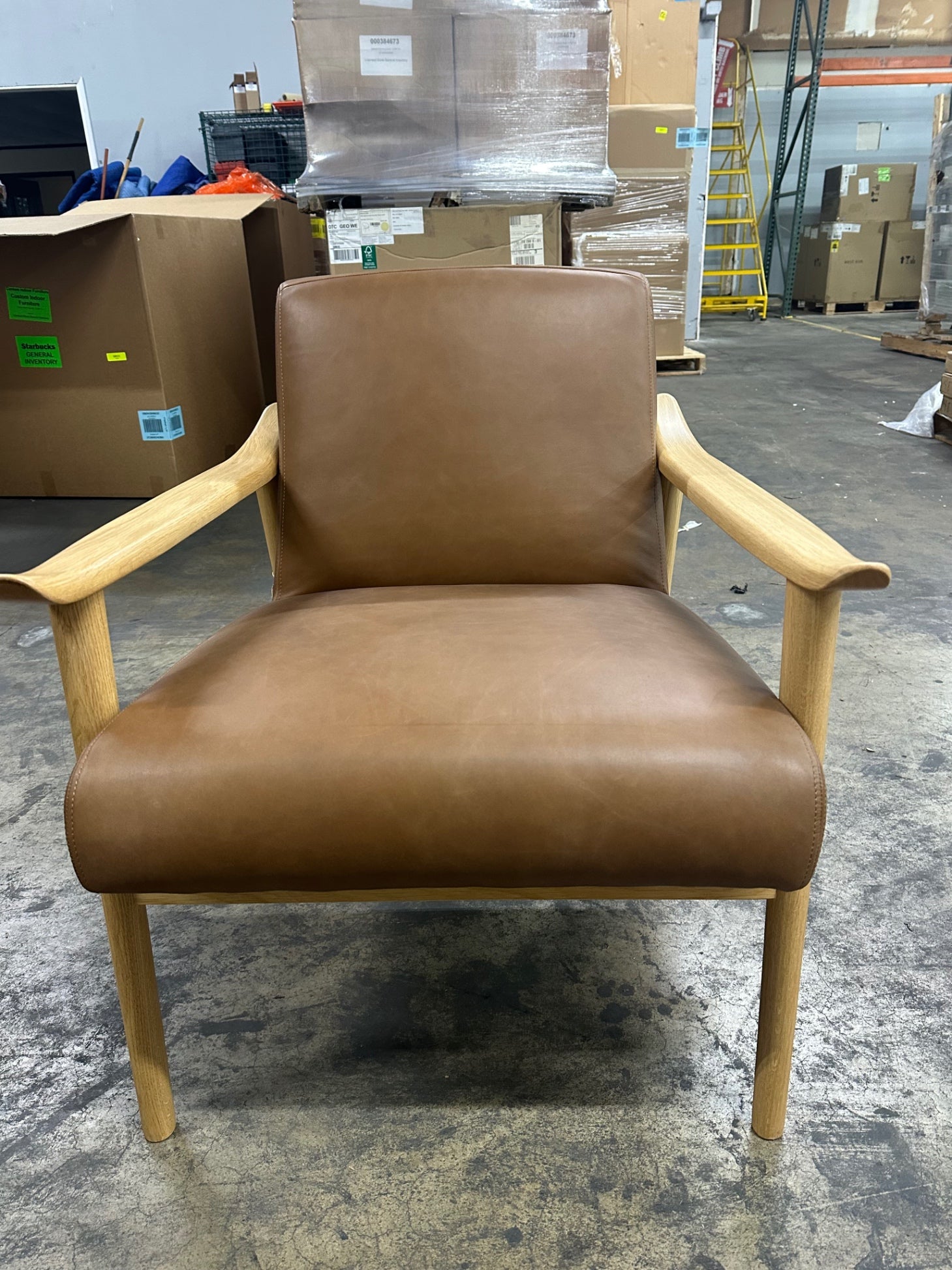 Midcentury Show Wood Chair - Oak W/ Saddle Leather