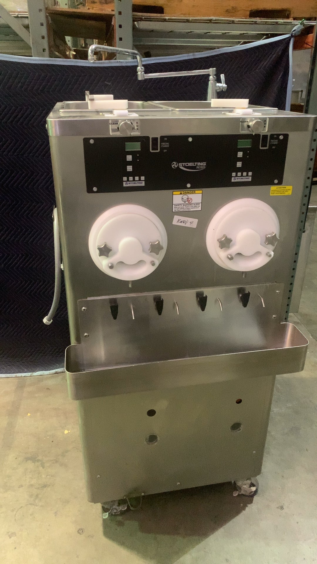 Stoelting M202-209B0SP0R Ice Cream Machine, Soft Serve, Floor Model 2 Flavor Twin Twist Dual Mix Hoppers Stainless Steel Two Rinse Sinks