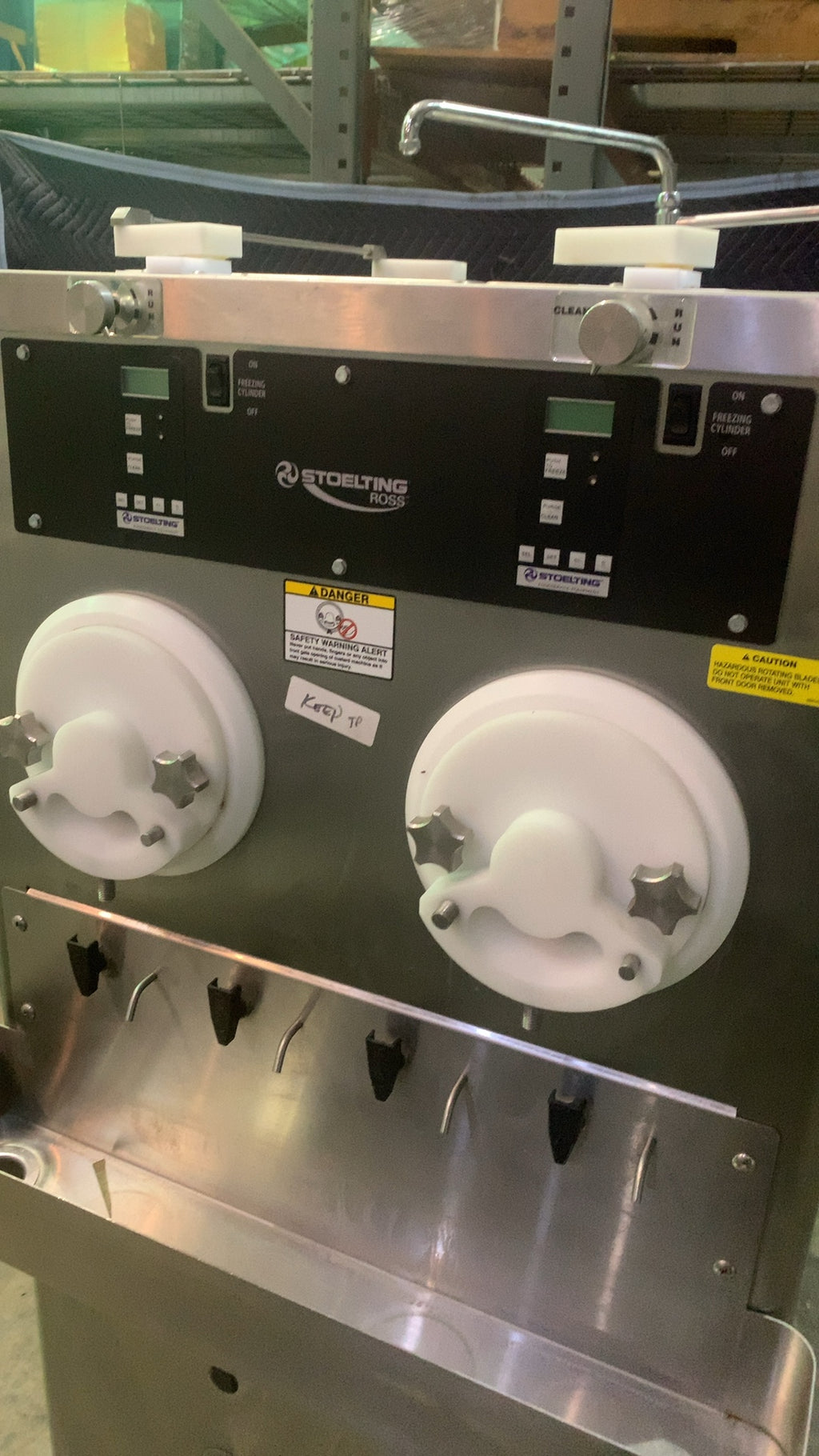 Stoelting M202-209B0SP0R Ice Cream Machine, Soft Serve, Floor Model 2 Flavor Twin Twist Dual Mix Hoppers Stainless Steel Two Rinse Sinks