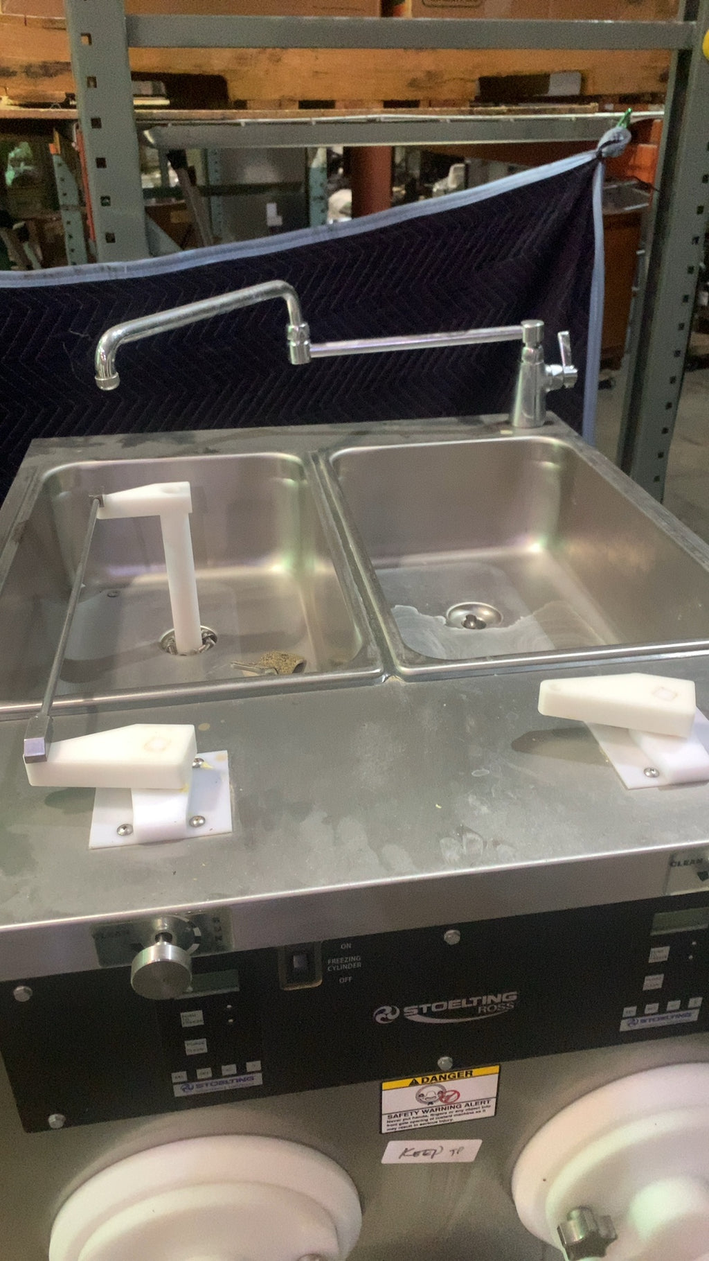 Stoelting M202-209B0SP0R Ice Cream Machine, Soft Serve, Floor Model 2 Flavor Twin Twist Dual Mix Hoppers Stainless Steel Two Rinse Sinks