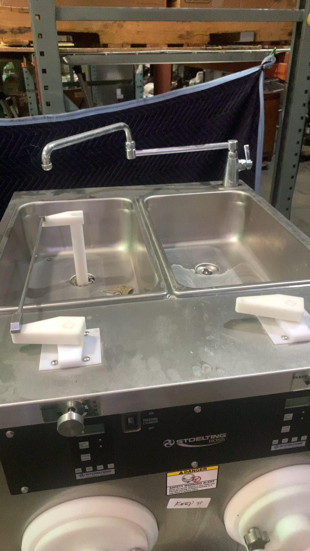 Stoelting M202-209B0SP0R Ice Cream Machine, Soft Serve, Floor Model 2 Flavor Twin Twist Dual Mix Hoppers Stainless Steel Two Rinse Sinks