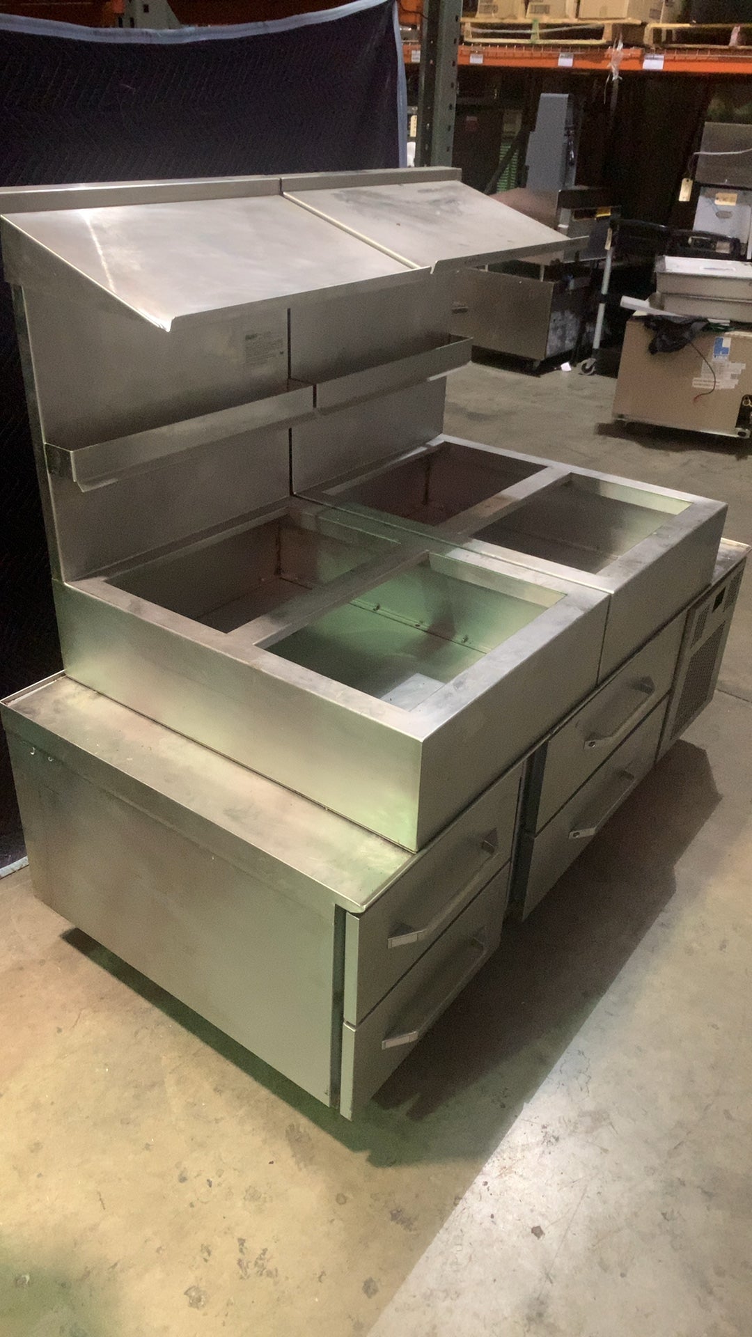 Randell 060-149 Refrigerated Undercounter Refrigerated, Sandwich/Salad, Cold Pan 2-Well 5-Drawer Stainless Steel W Custom Top