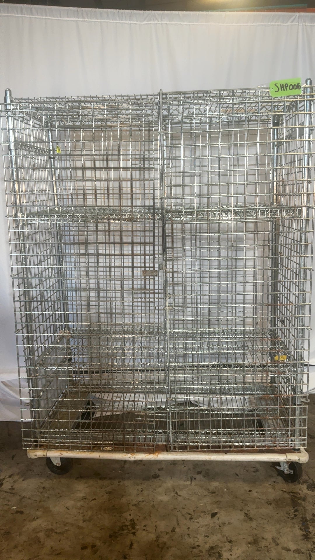 WS-CAGE-L Wire Security Cage, Rolling Multi-Shelf Lockable Doors
