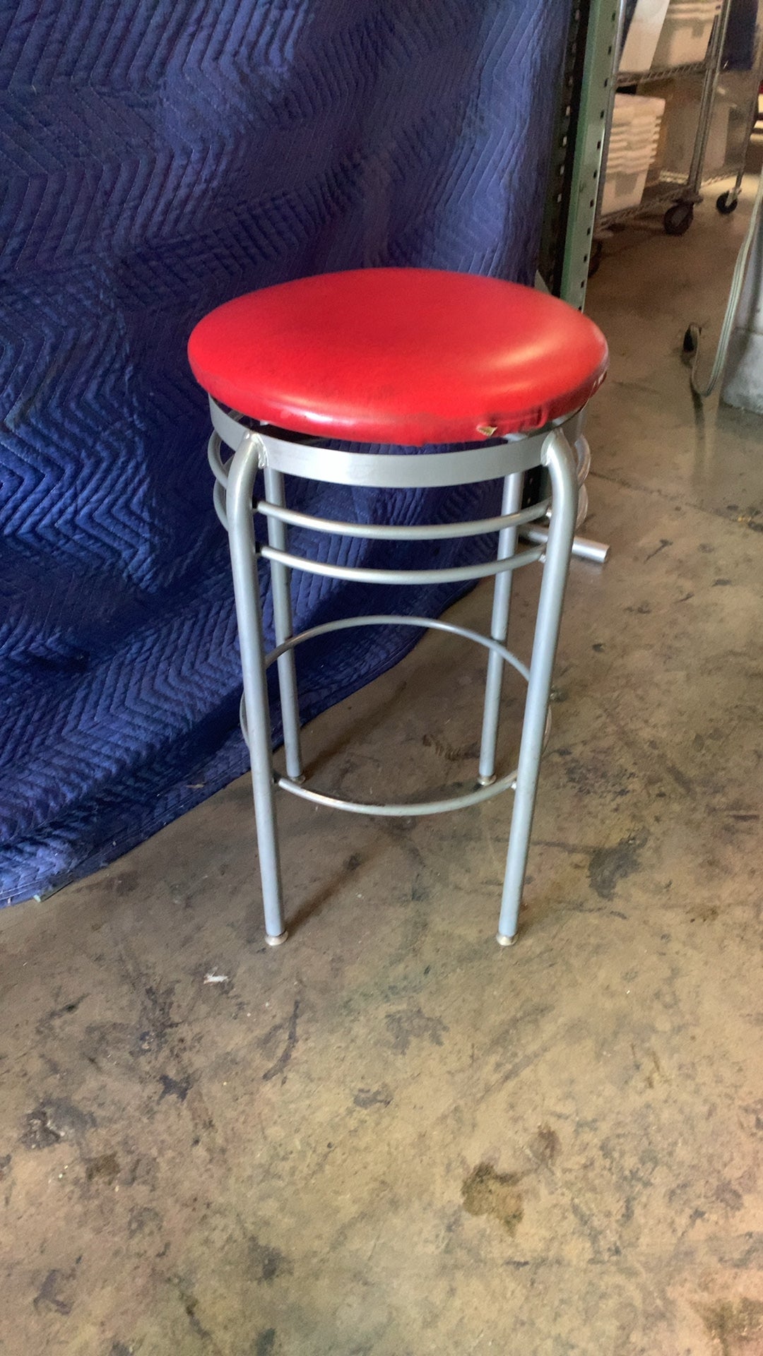 Western Mill Fabricators, Inc. Round Seat Bar Stool Stool, Bar Height Red Urethane Foam Pad Seat, Metal Frame