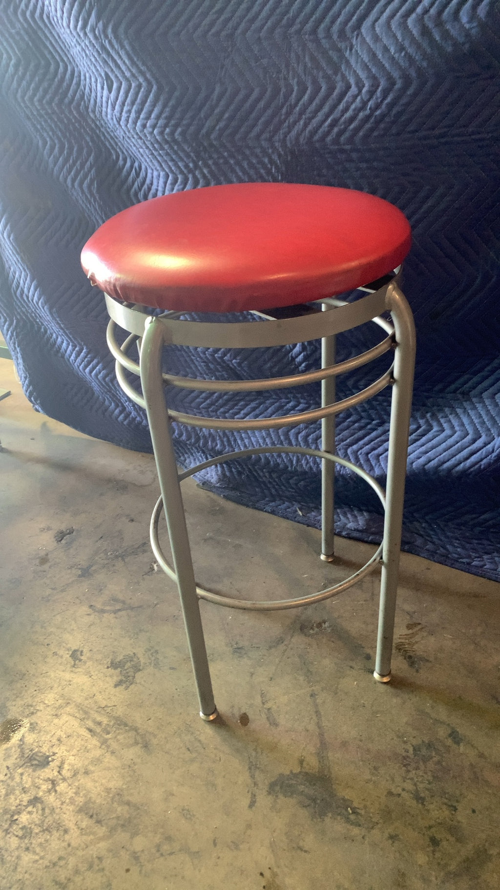Western Mill Fabricators, Inc. Round Seat Bar Stool Stool, Bar Height Red Urethane Foam Pad Seat, Metal Frame