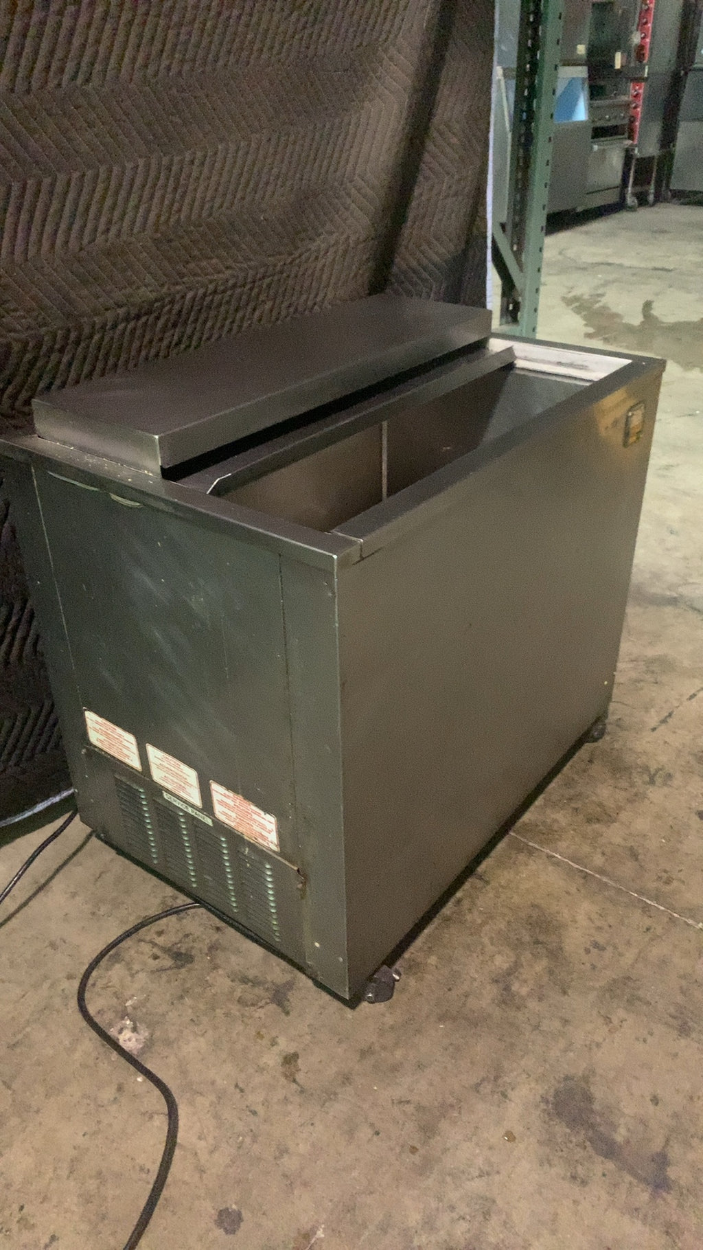 Commercial Deep Well Cooler, Top Loading Sliding Lids, Casters