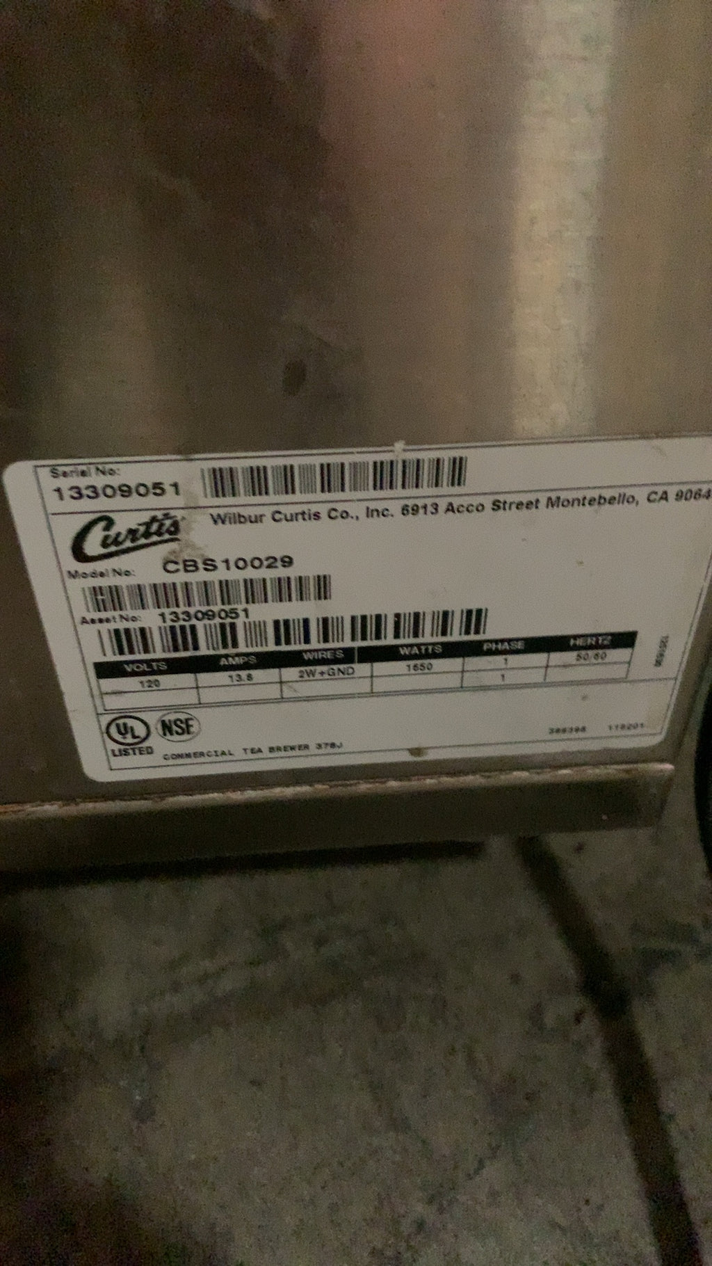 Curtis CBS10029 Tea Brewer, Commercial Automatic Stainless Steel