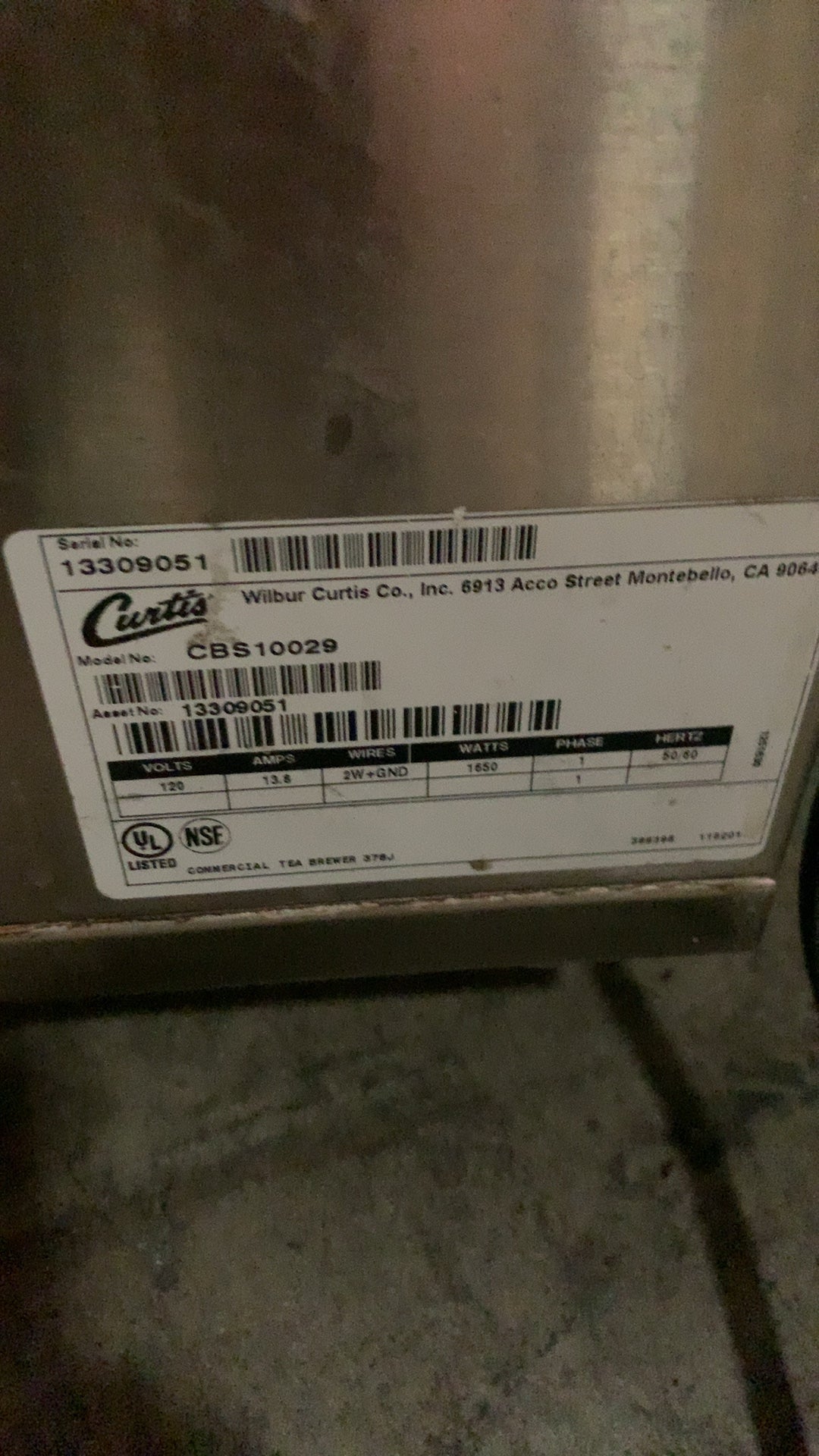 Curtis CBS10029 Tea Brewer, Commercial Automatic Stainless Steel