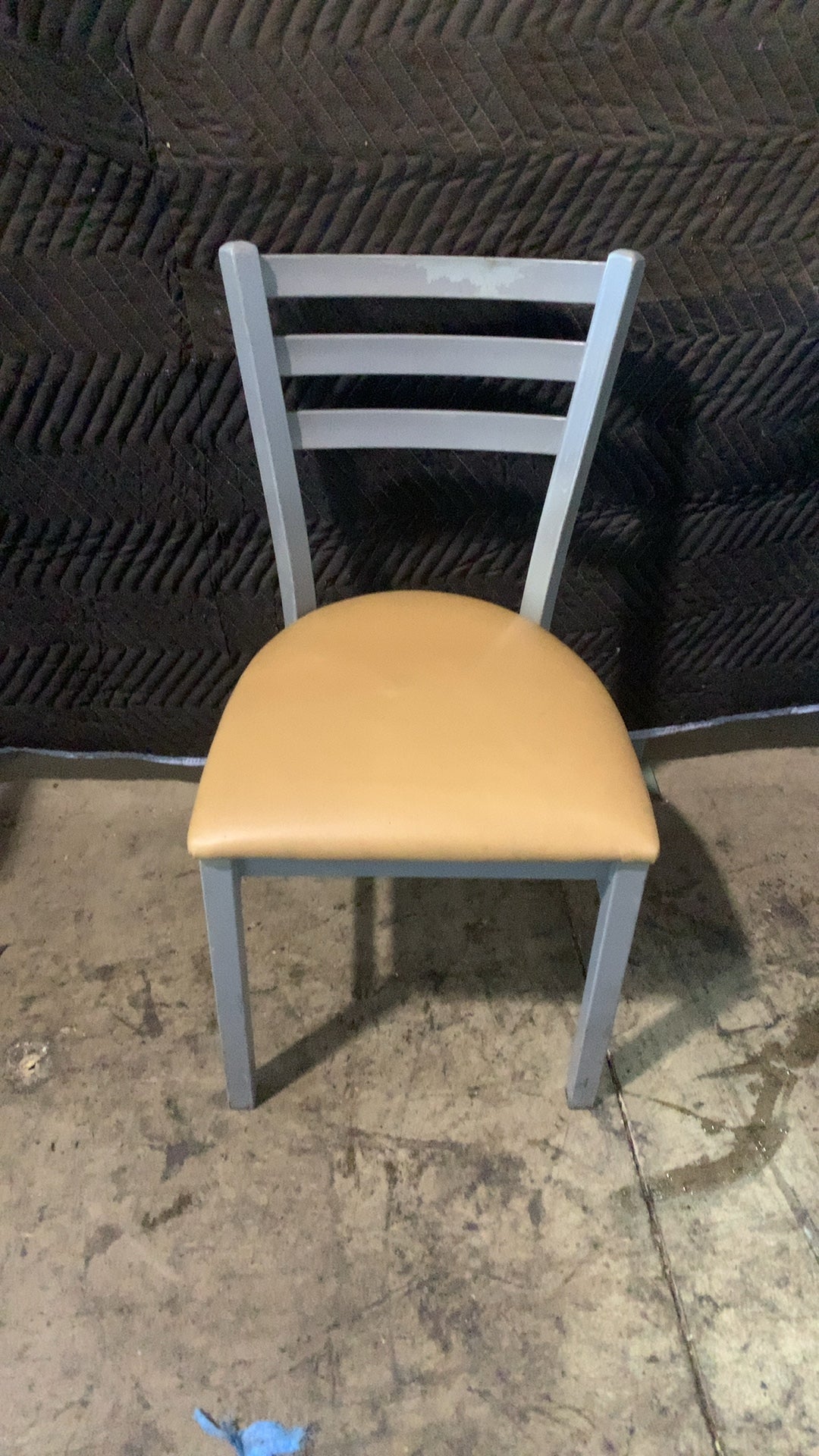 Western Mill Fabricators, Inc. WMF Dining Side Chair Chair, Dining Slatted Back, Gray Frame, Tan Upholstered Seat
