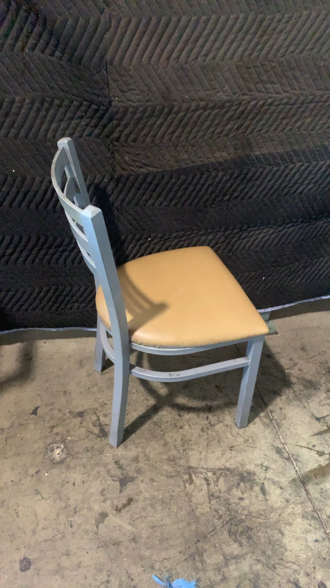 Western Mill Fabricators, Inc. WMF Dining Side Chair Chair, Dining Slatted Back, Gray Frame, Tan Upholstered Seat