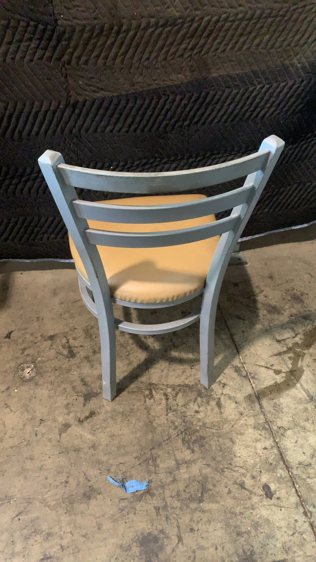 Western Mill Fabricators, Inc. WMF Dining Side Chair Chair, Dining Slatted Back, Gray Frame, Tan Upholstered Seat