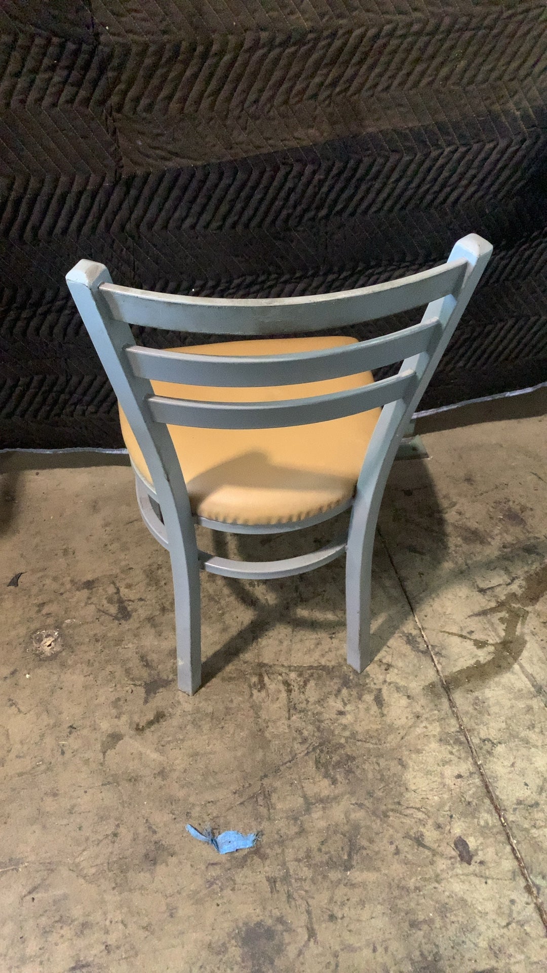 Western Mill Fabricators, Inc. WMF Dining Side Chair Chair, Dining Slatted Back, Gray Frame, Tan Upholstered Seat
