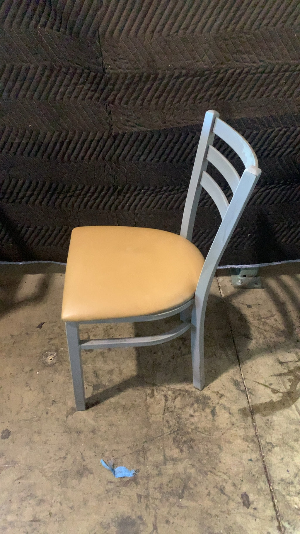 Western Mill Fabricators, Inc. WMF Dining Side Chair Chair, Dining Slatted Back, Gray Frame, Tan Upholstered Seat