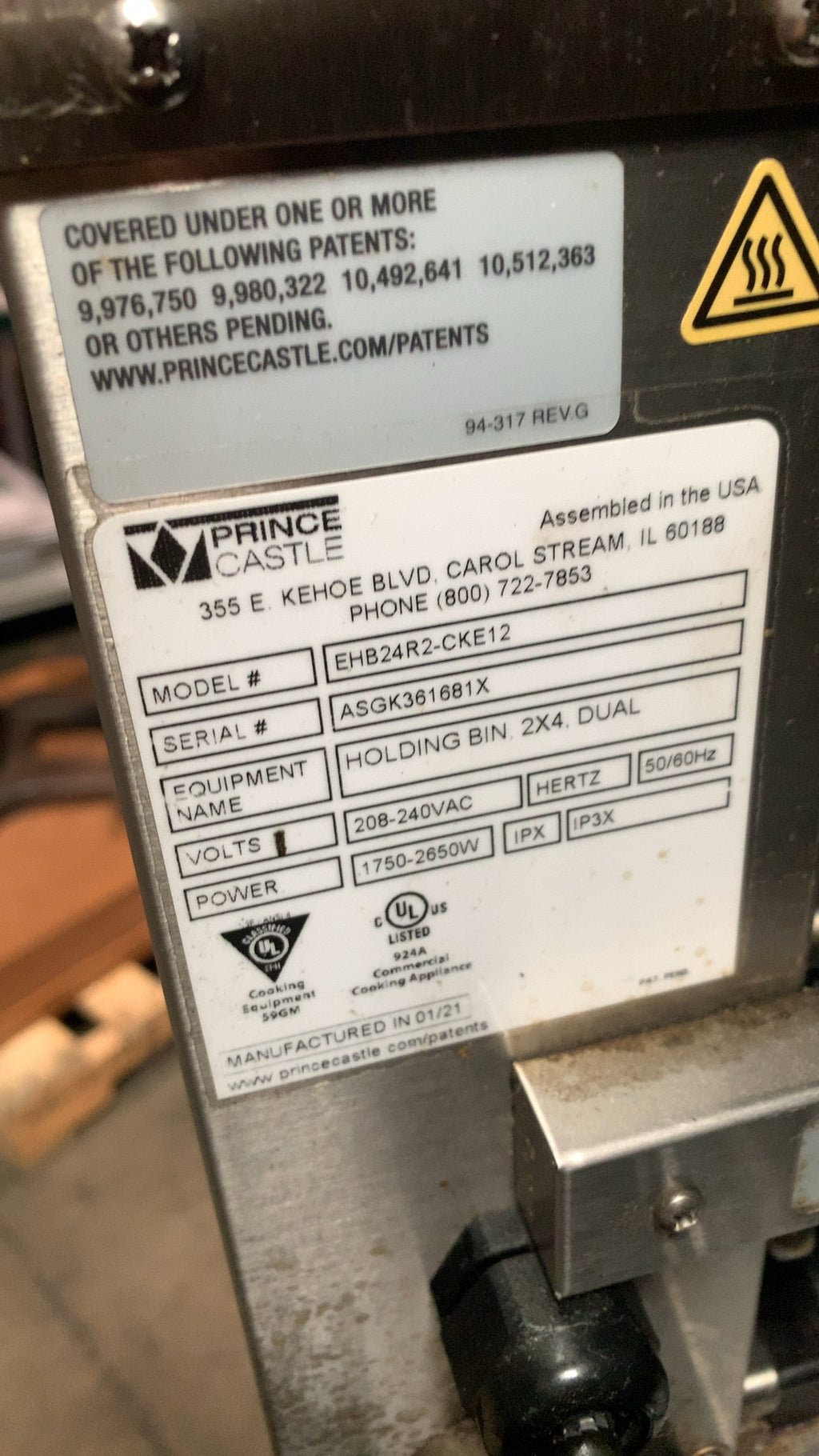 PRINCE CASTLE EHB24R2-CKE12 Food Holding Bin, Dual 2 Bins Electric