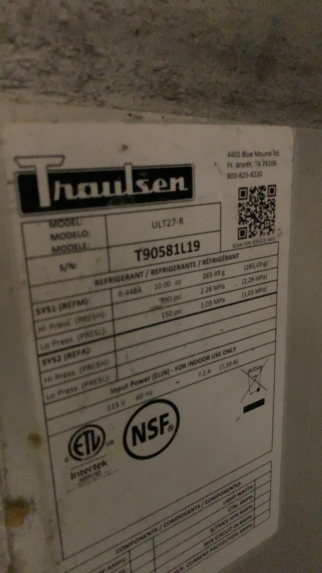 Traulsen ULT27-R Refrigerator, Undercounter Single Door Stainless Steel