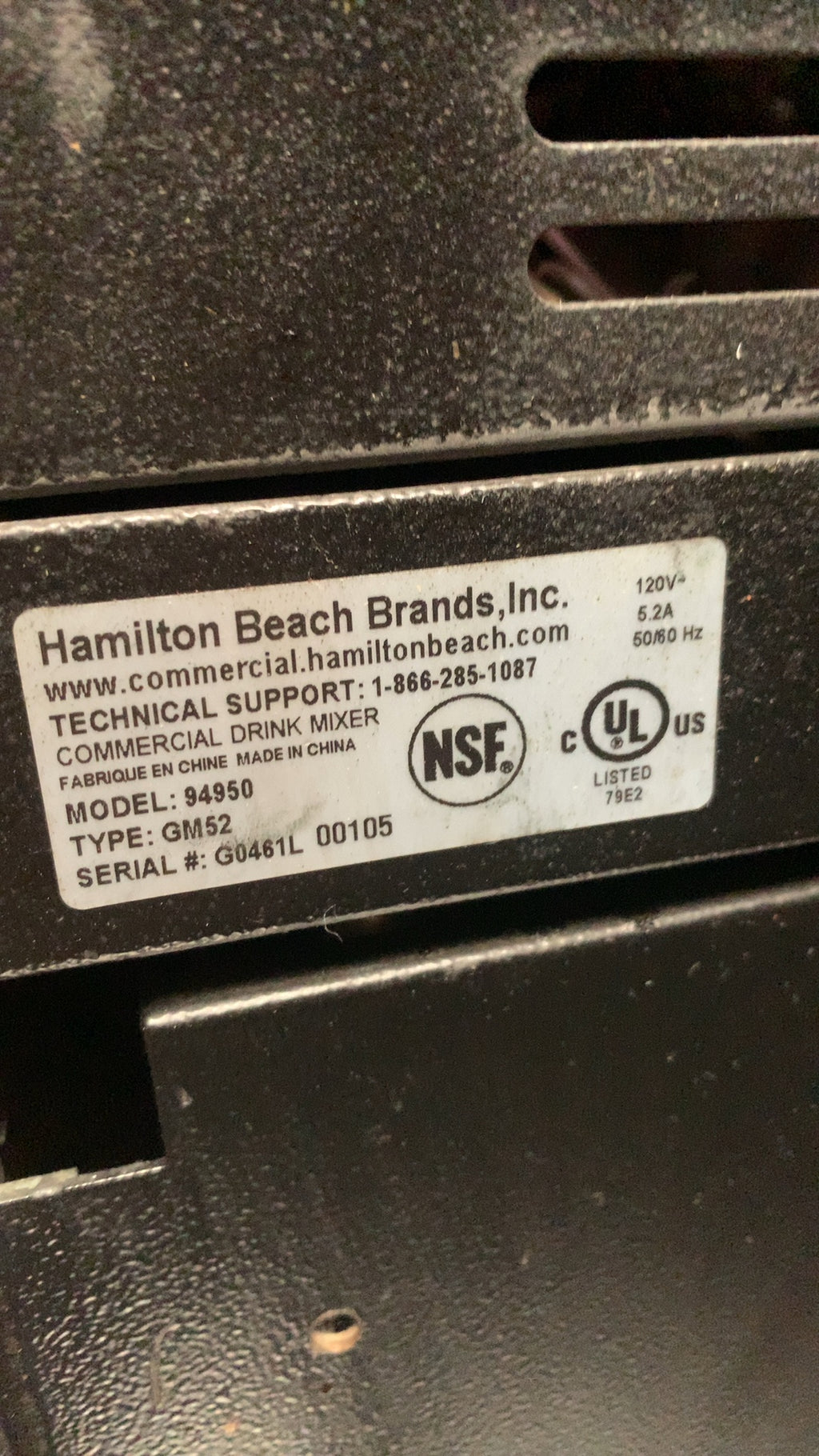 Hamilton Beach 94950 Commercial Drink Mixer, Variable Speed Single Spindle