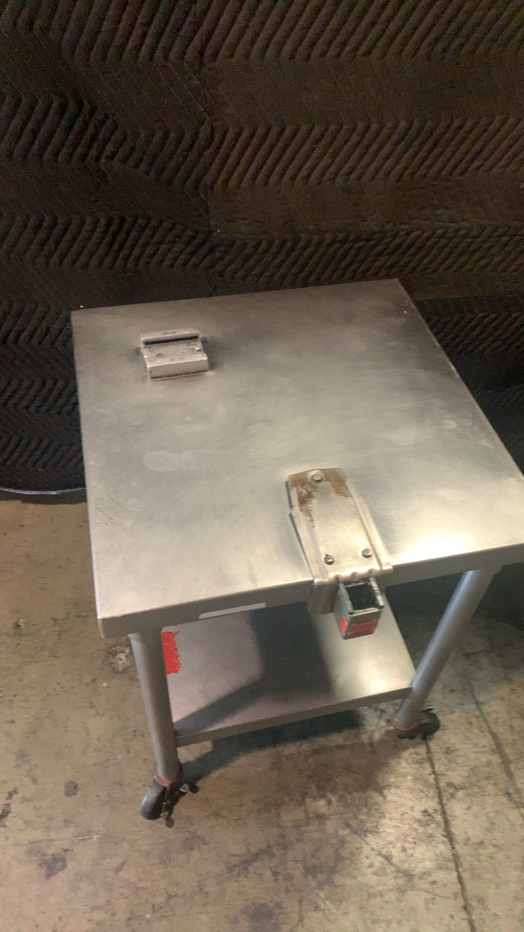 SS-UTILITY-3024-C Work Table, Mobile, Two-Shelf With Casters and Specialized Holders, Stainless Steel