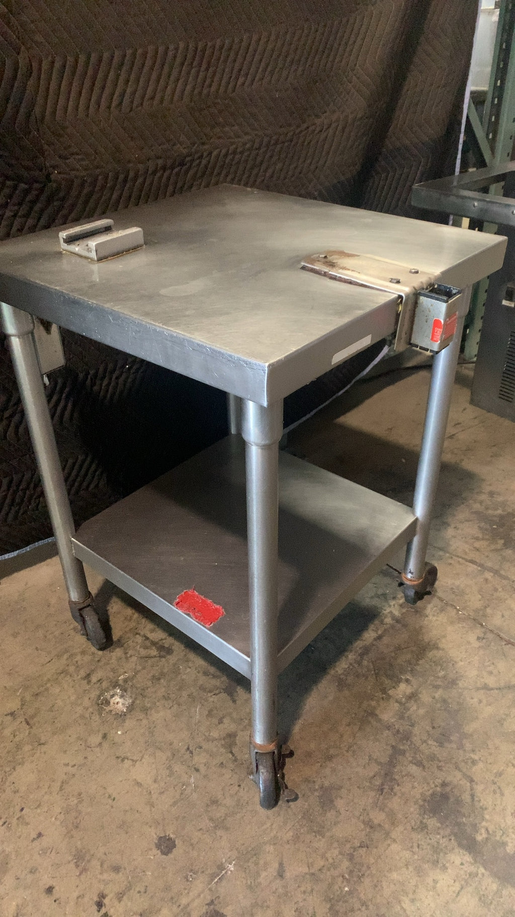 SS-UTILITY-3024-C Work Table, Mobile, Two-Shelf With Casters and Specialized Holders, Stainless Steel