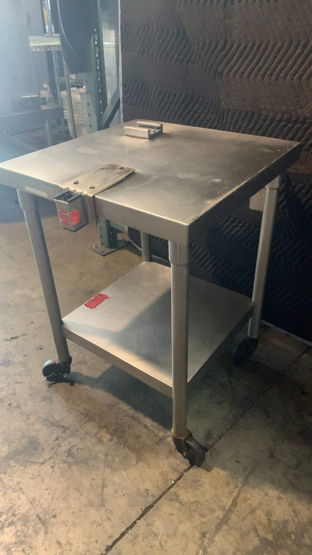SS-UTILITY-3024-C Work Table, Mobile, Two-Shelf With Casters and Specialized Holders, Stainless Steel