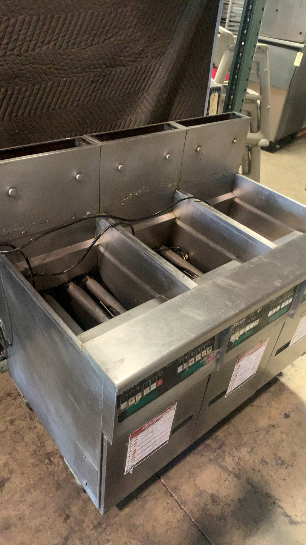 Pitco SGH50 Fryer, Commercial Deep Triple Vat Gas 115V Electric Ignition NSF Certified on Wheels