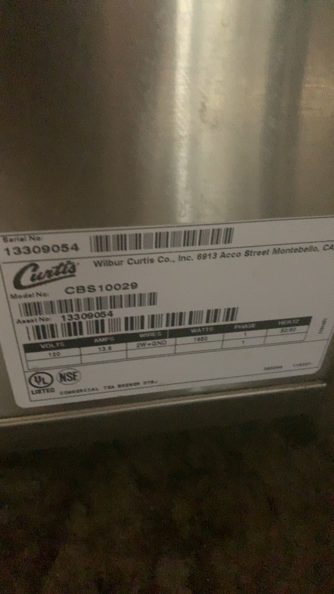 Curtis CBS10029 Commercial Tea and Coffee Brewer Digital Controls Gold Peak Urn Included