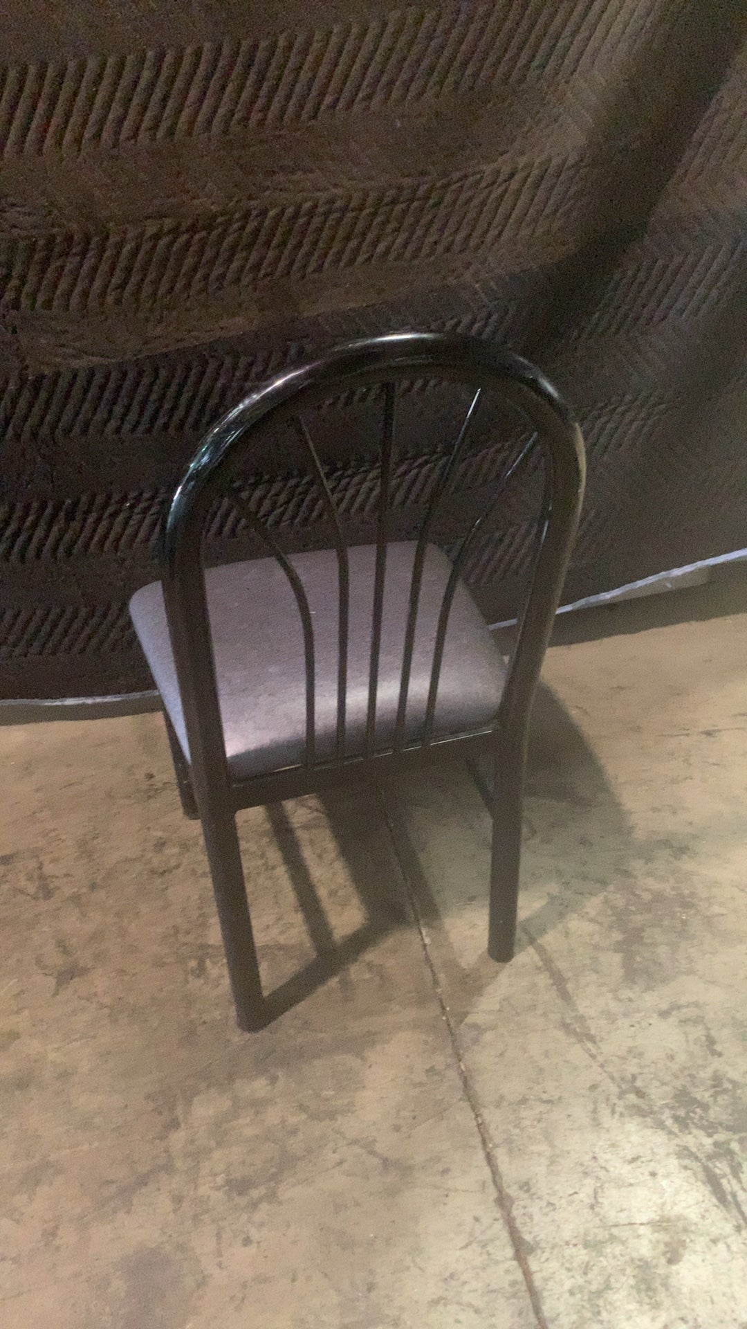 Arched Back Chair, Dining Black Metal Frame Padded Seat