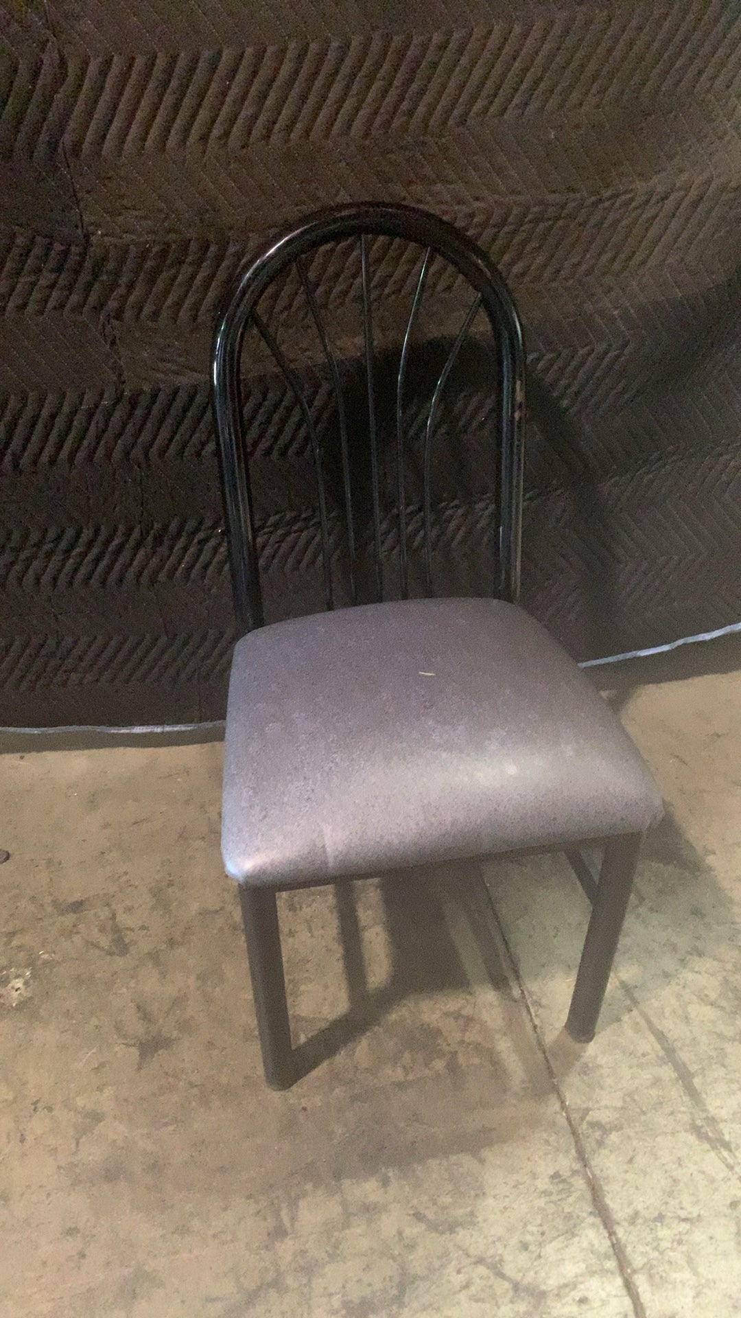 Arched Back Chair, Dining Black Metal Frame Padded Seat