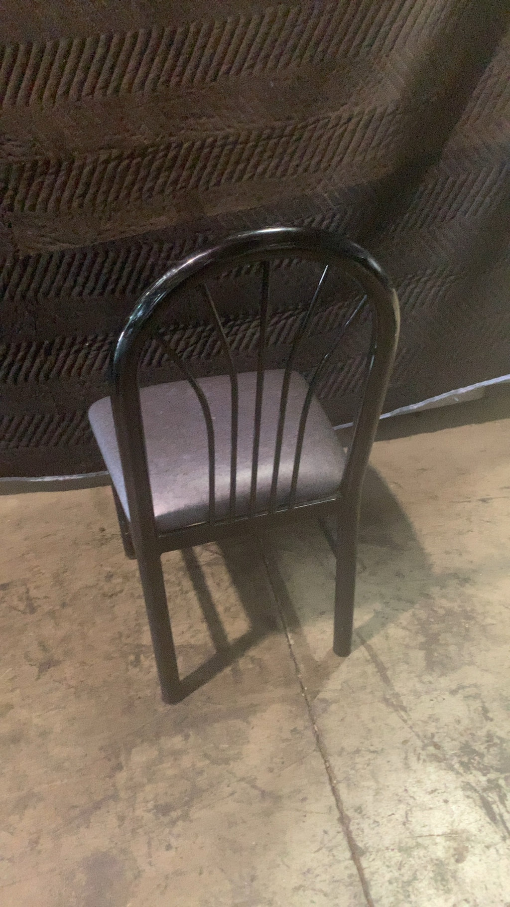 Arched Back Chair, Dining Black Metal Frame Padded Seat
