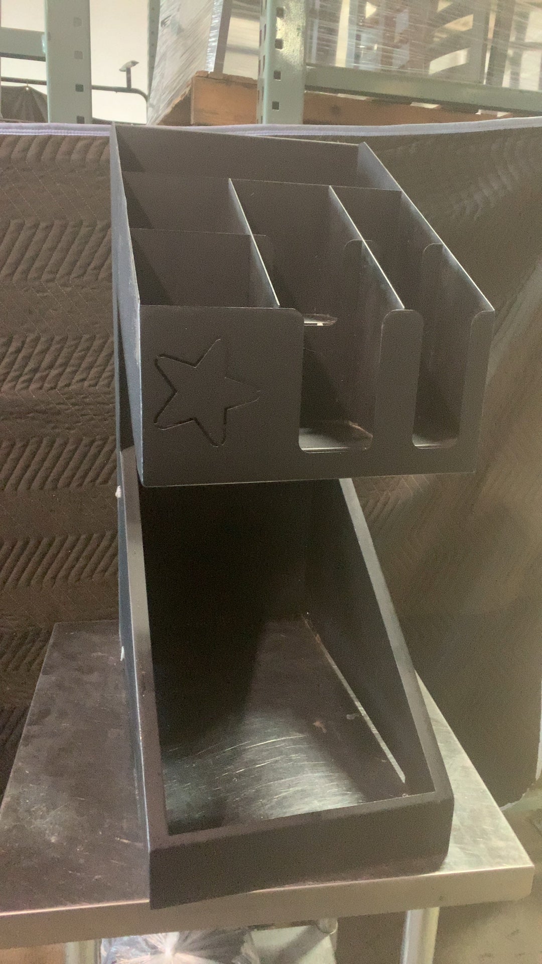 Star Cutout Beverage Condiment Organizer Beverage Station Organizer, Two Tier Multi-Compartment Star Cutout Design