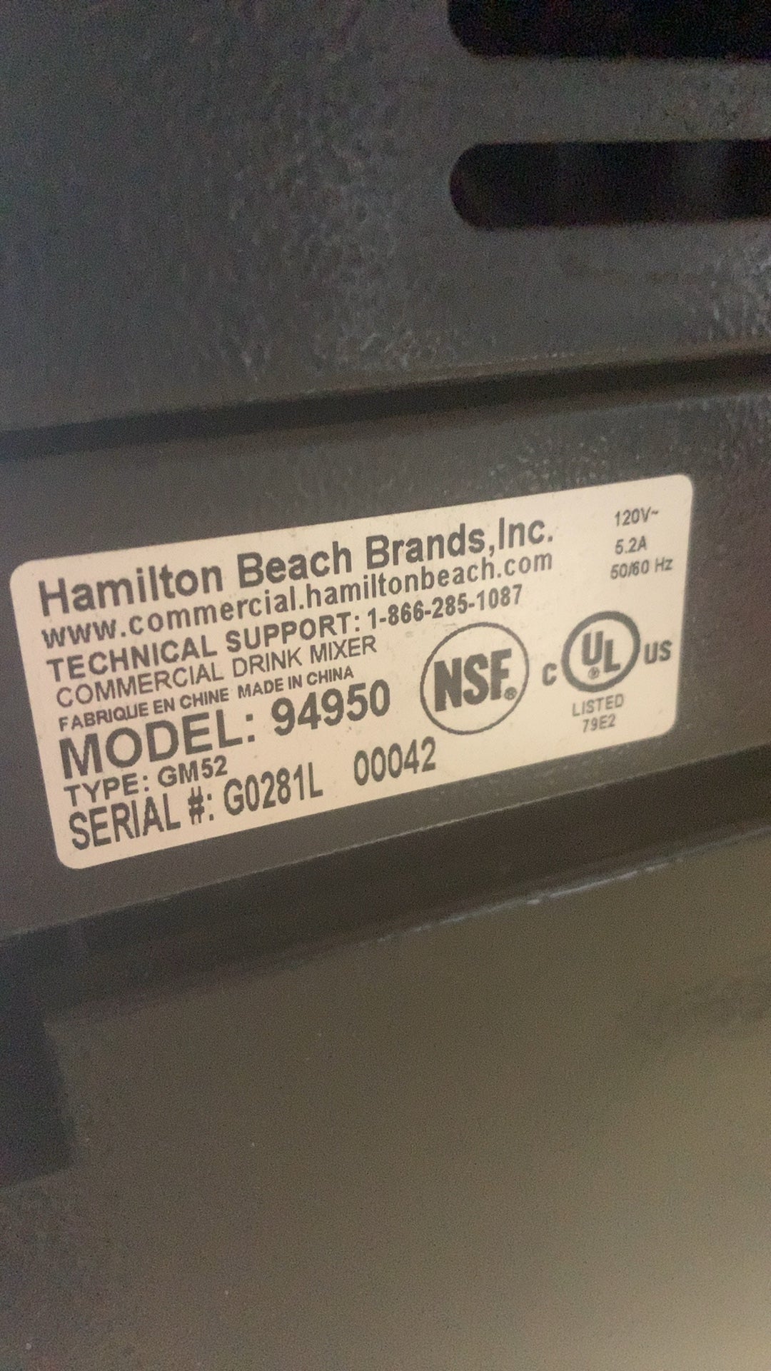 Hamilton Beach 94950 Commercial Drink Mixer, Single Spindle Variable Speed