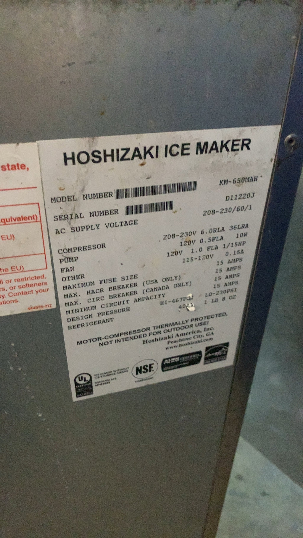 HOSHIZAKI KM-650NAH Ice Maker, Cuber Modular 208-230V