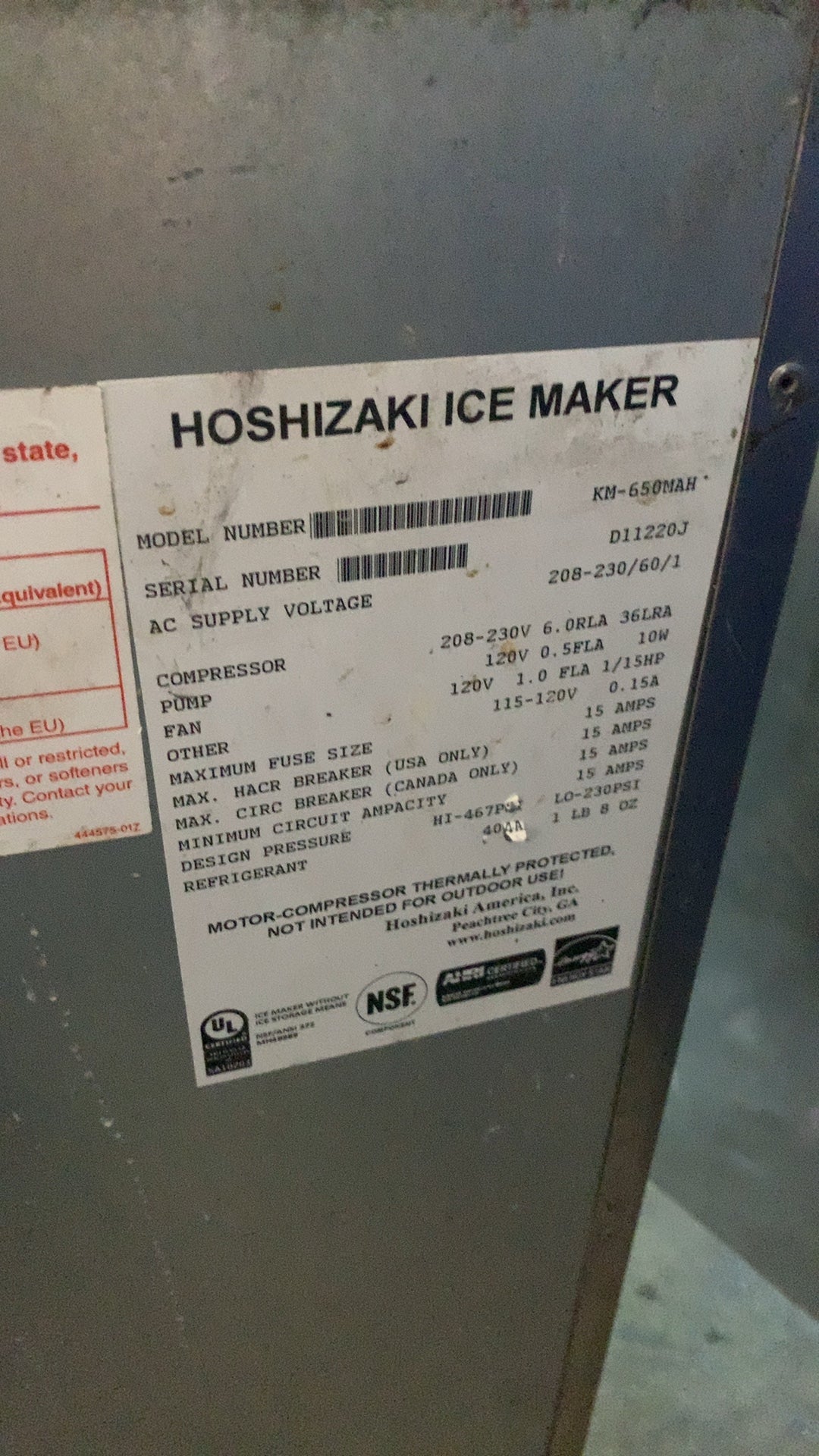 HOSHIZAKI KM-650NAH Ice Maker, Cuber Modular 208-230V