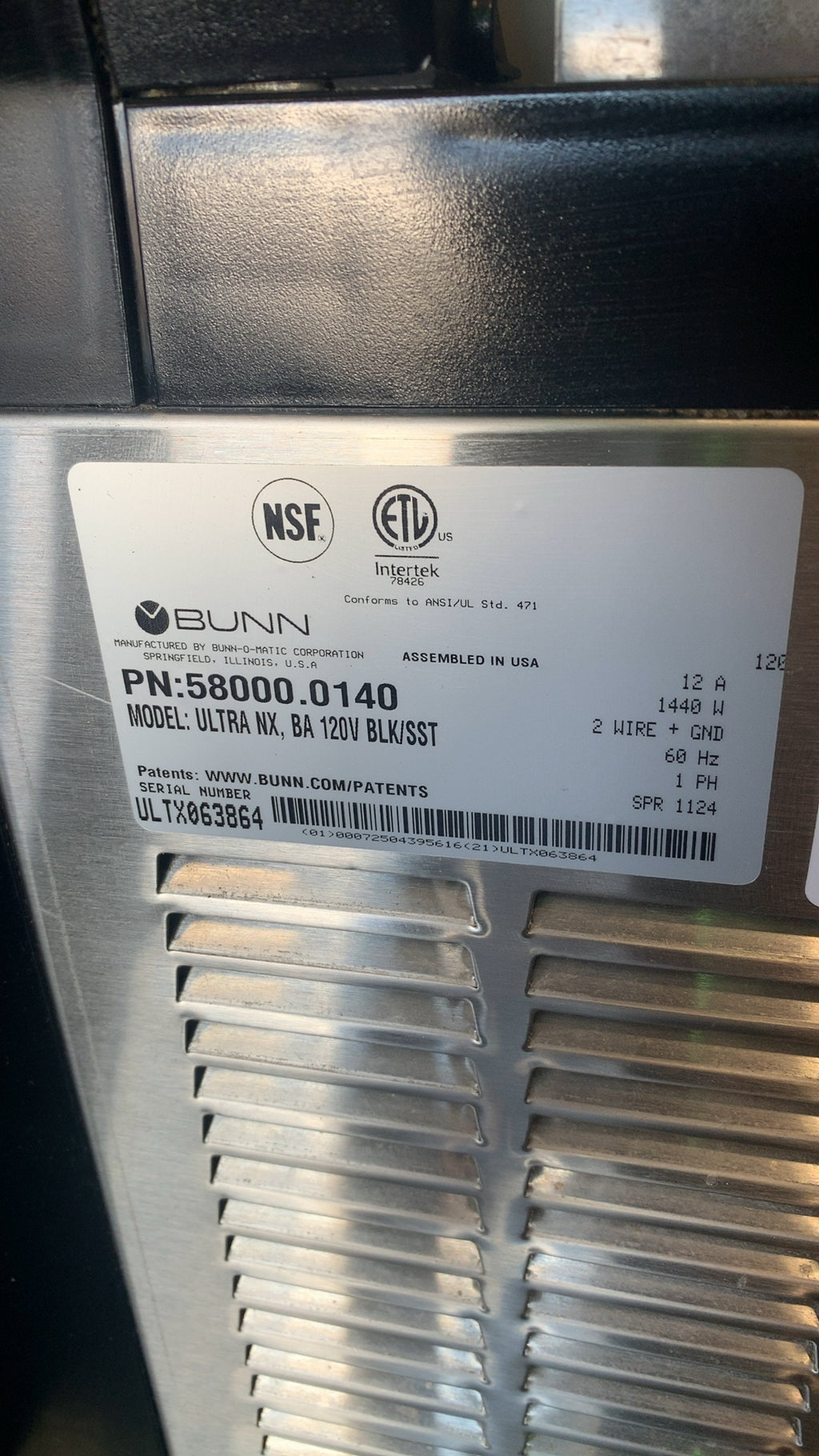 BUNN Ultra NX, BA 120V BLK/SST Frozen Beverage Dispenser, Dual Bowl 120V Electric