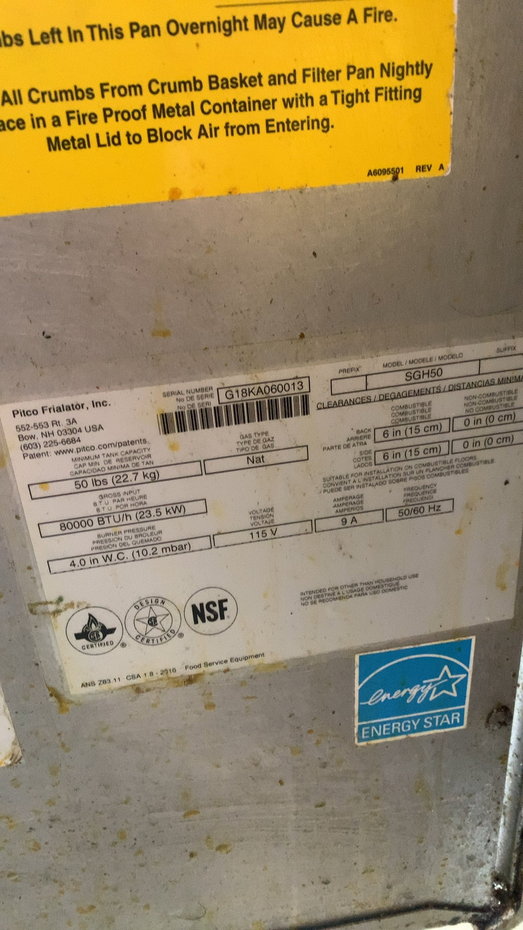 Pitco SGH50 Deep Fryer, Triple Vat, Gas Automatic Filtration Digital Controls