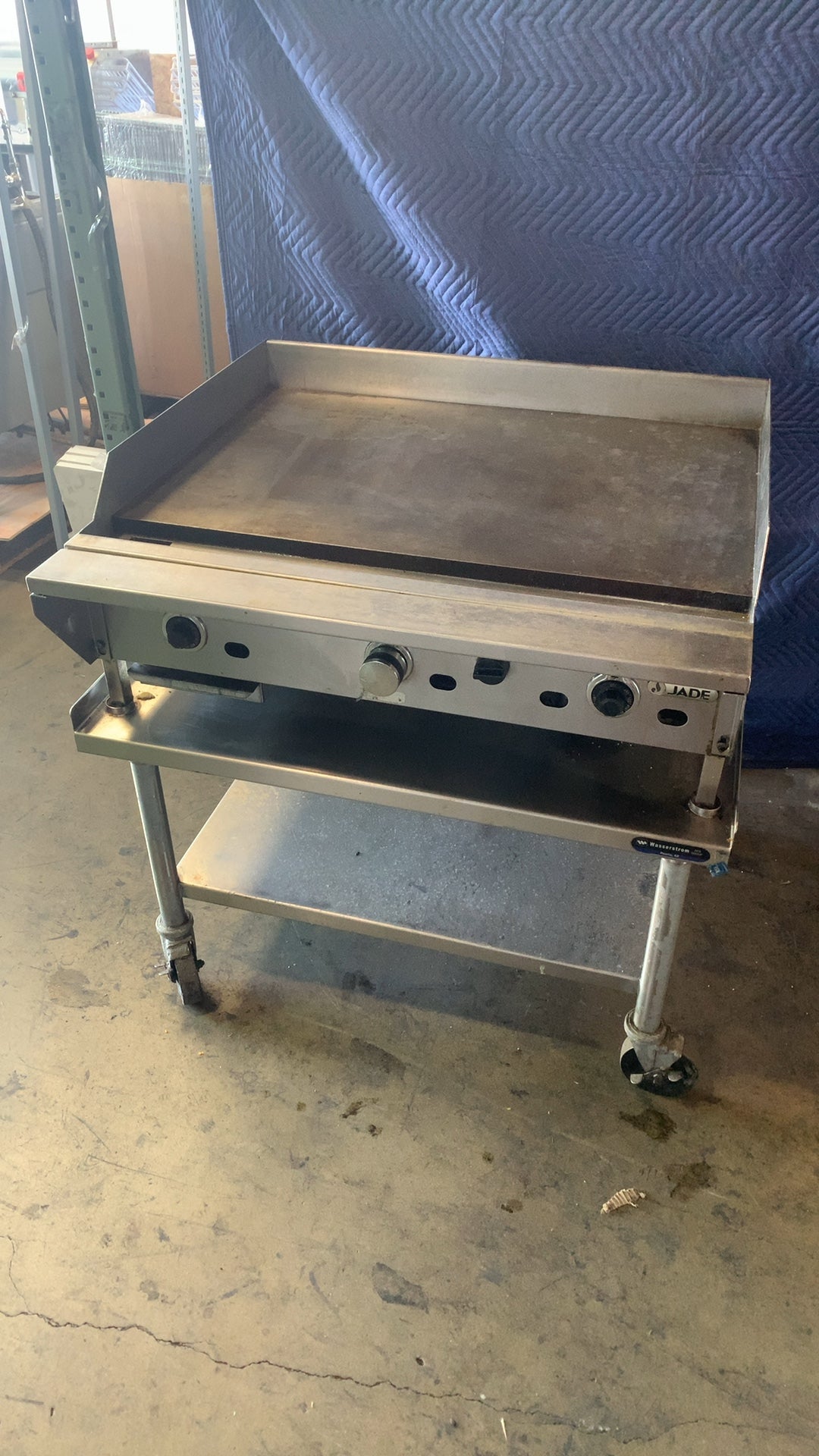JADE JRG-48 Griddle, Commercial Flat Top Stainless Steel On Rolling Stand