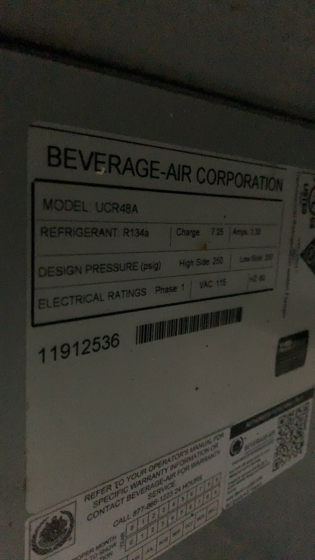 BEVERAGE-AIR CORPORATION UCR48A Refrigerator, Undercounter 2-Door Stainless Steel