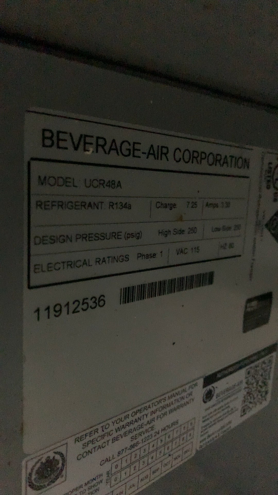 BEVERAGE-AIR CORPORATION UCR48A Refrigerator, Undercounter 2-Door Stainless Steel
