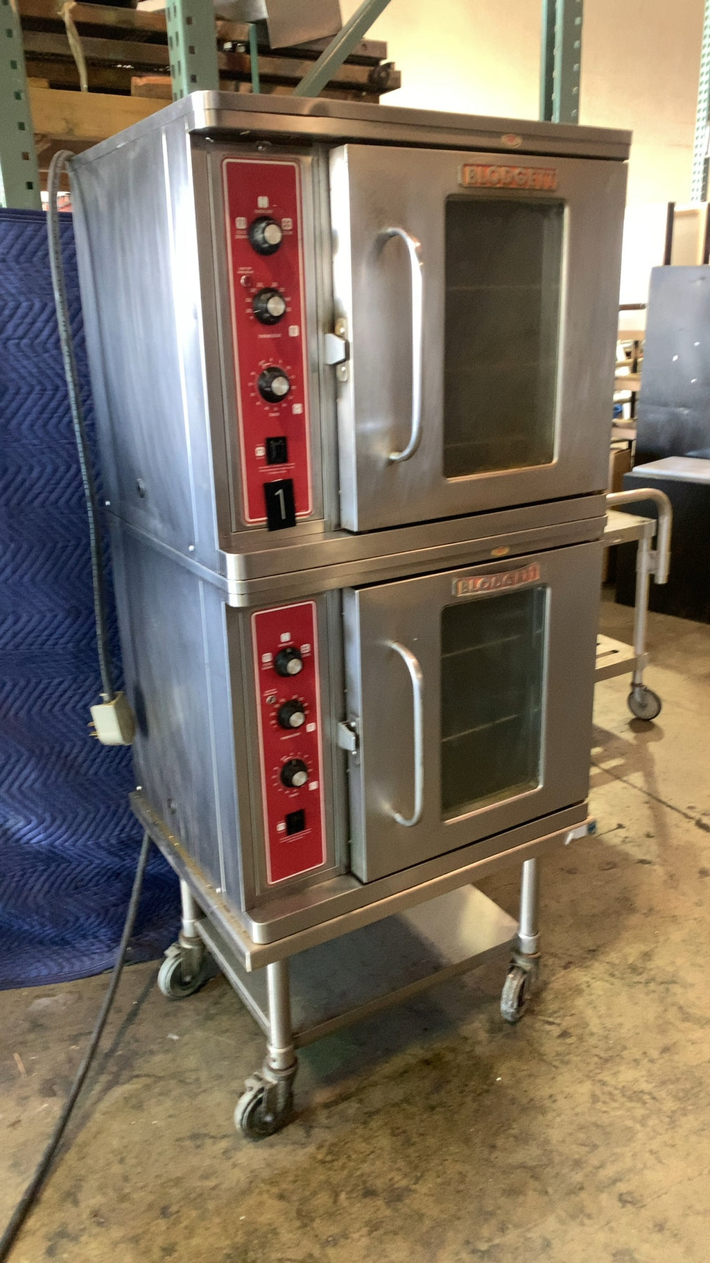 BLODGETT DFG-100 Series Stacked Convection Oven, Double Deck Stainless Steel Analog Controls Wheeled Cart