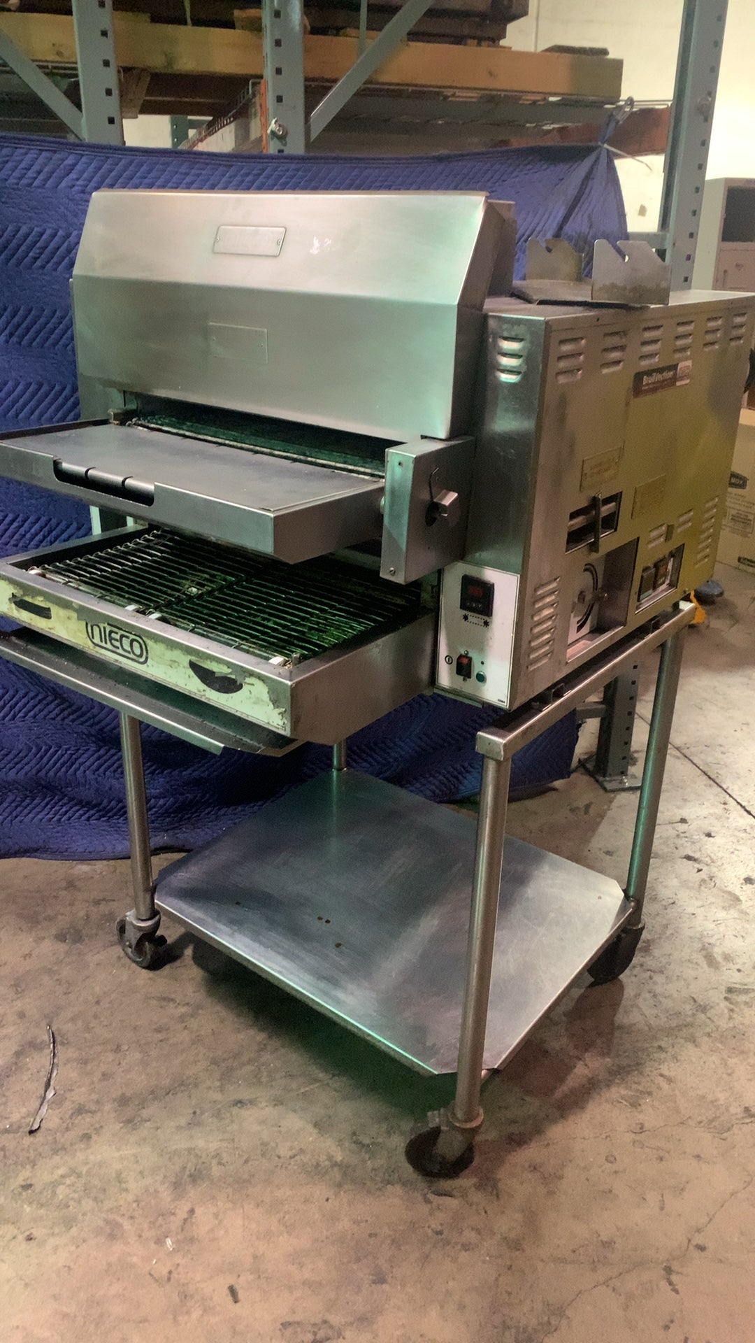 Nieco JF63 Conveyor Broiler, Commercial Automatic Stainless Steel Dual Conveyor Racks Mobile Stand Digital Controls