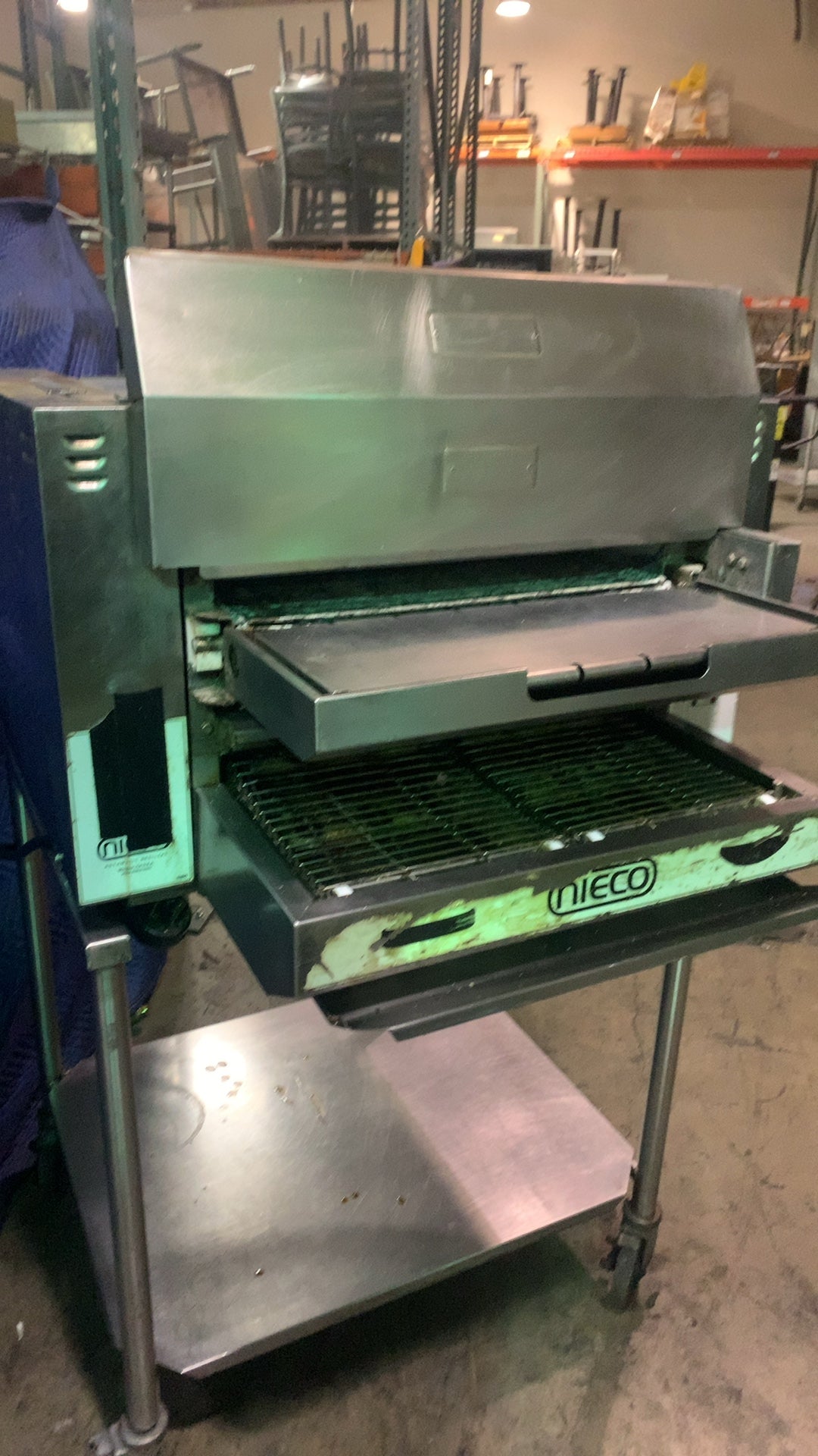 Nieco JF63 Conveyor Broiler, Commercial Automatic Stainless Steel Dual Conveyor Racks Mobile Stand Digital Controls