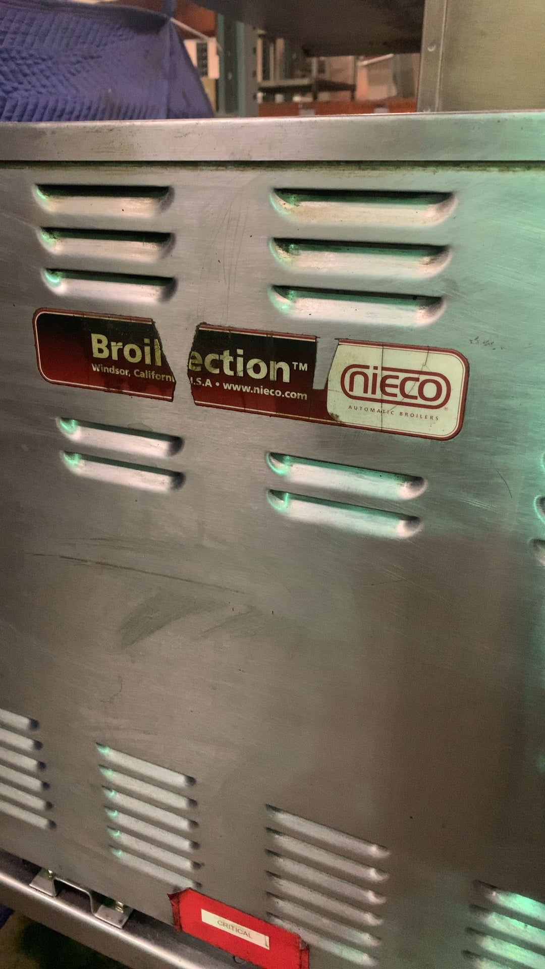NIECO GF-14 Conveyor Broiler, Automatic Stainless Steel, with Rolling Stand, Multiple Cooking Surfaces