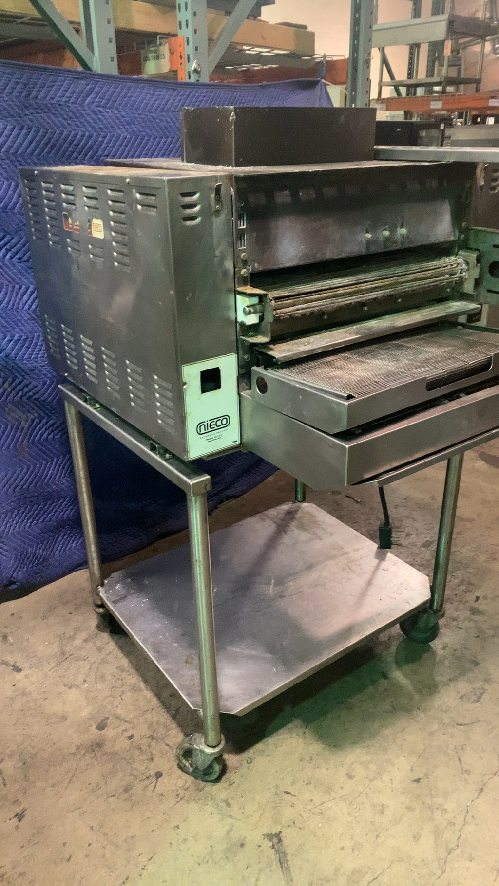 Nieco Corporation JF40 Conveyor Broiler, Commercial Gas Stainless Steel Wheeled Stand BroilVection Technology