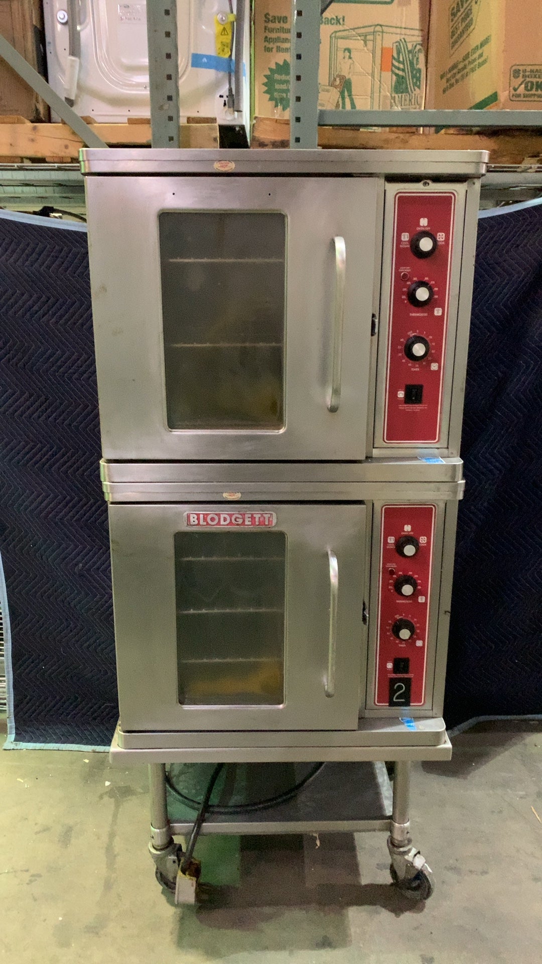 BLODGETT Mark V Convection Oven, Double Deck 2 Glass Swing Doors Electric On Casters