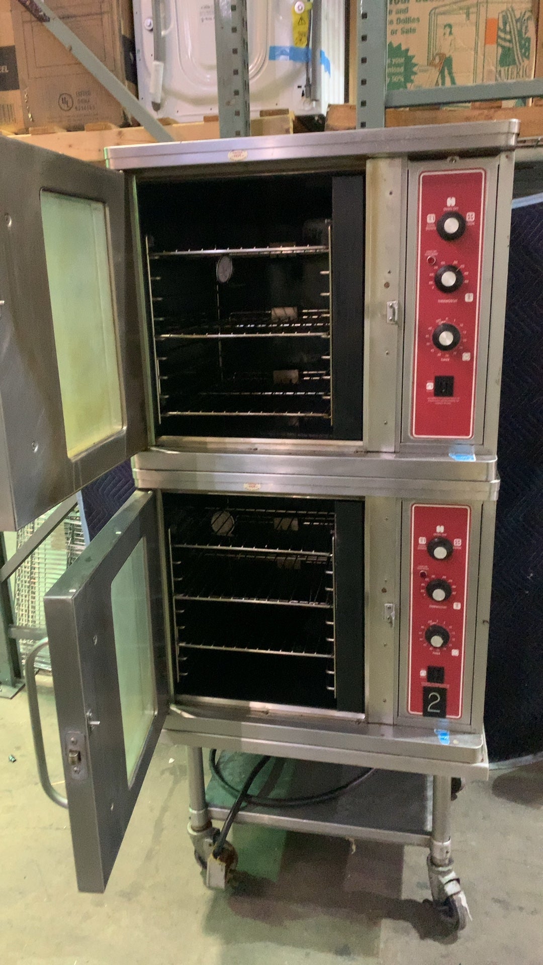 BLODGETT Mark V Convection Oven, Double Deck 2 Glass Swing Doors Electric On Casters
