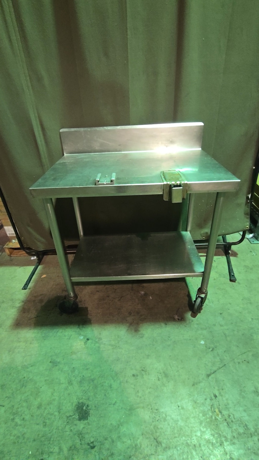 SS-WT-BS-C-2448 Work Table, Stainless Steel, Rolling, With Backsplash Undershelf, Integrated Scale Platform