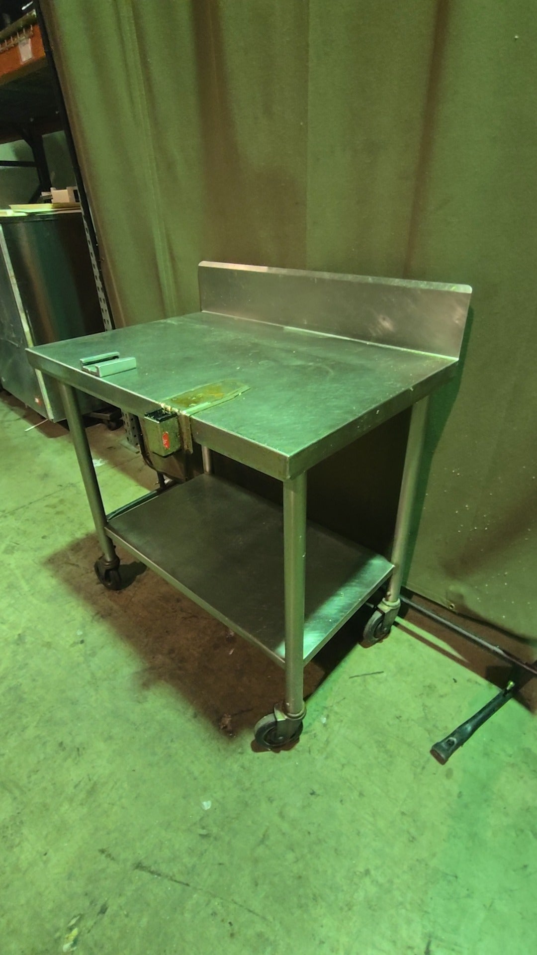 SS-WT-BS-C-2448 Work Table, Stainless Steel, Rolling, With Backsplash Undershelf, Integrated Scale Platform